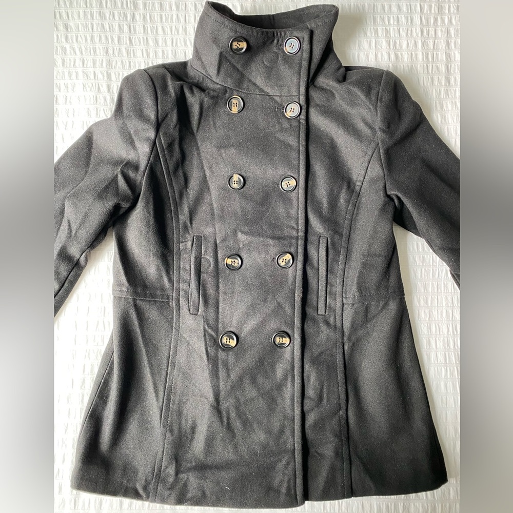 Black felt coat Women’s size large.